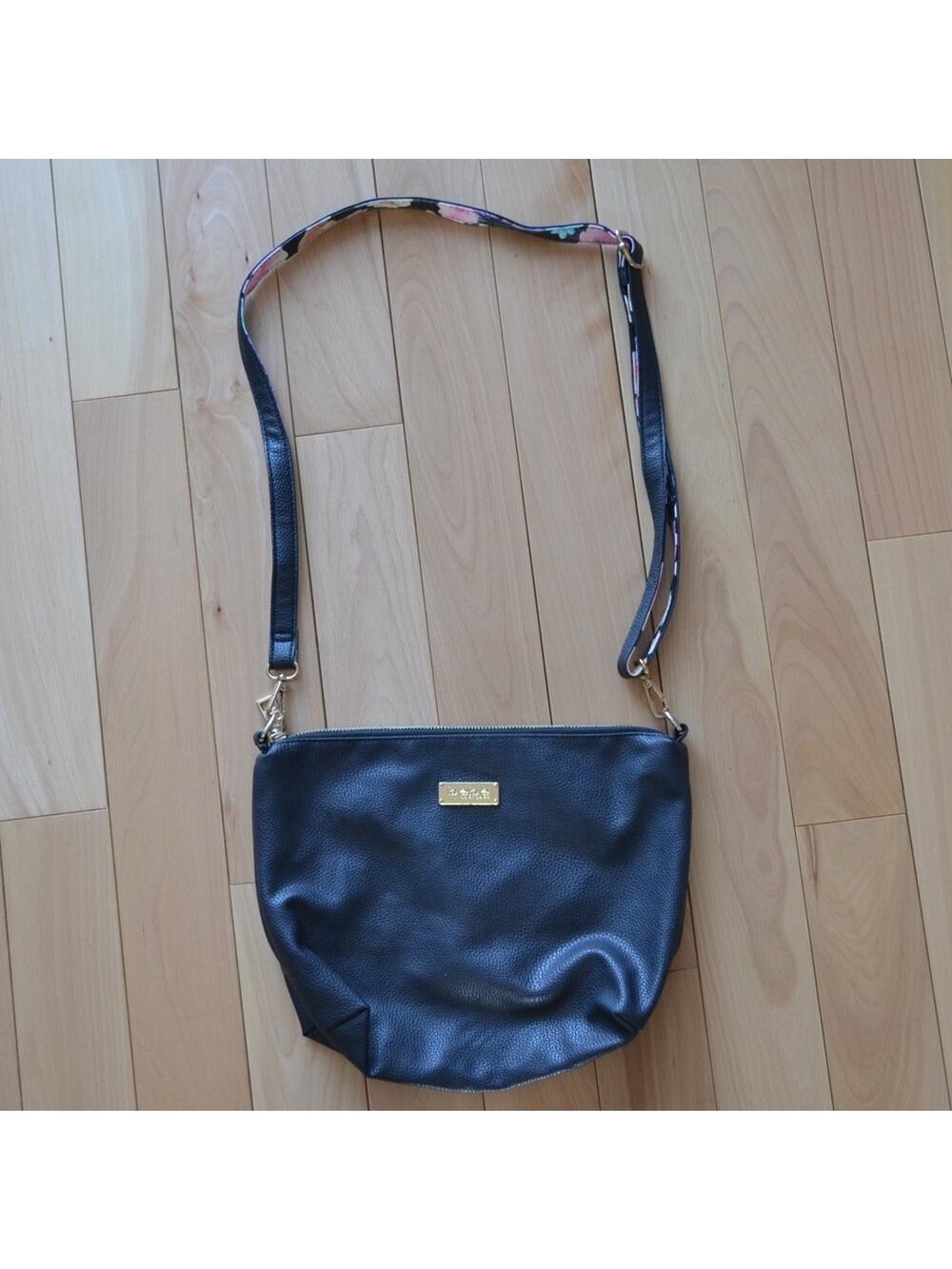 Bebe Leather Crossbody Purse Floral Accent